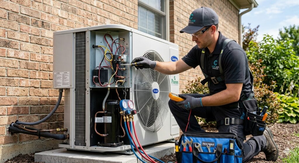 A HVAC technician doing AC repair in Belleair, FL