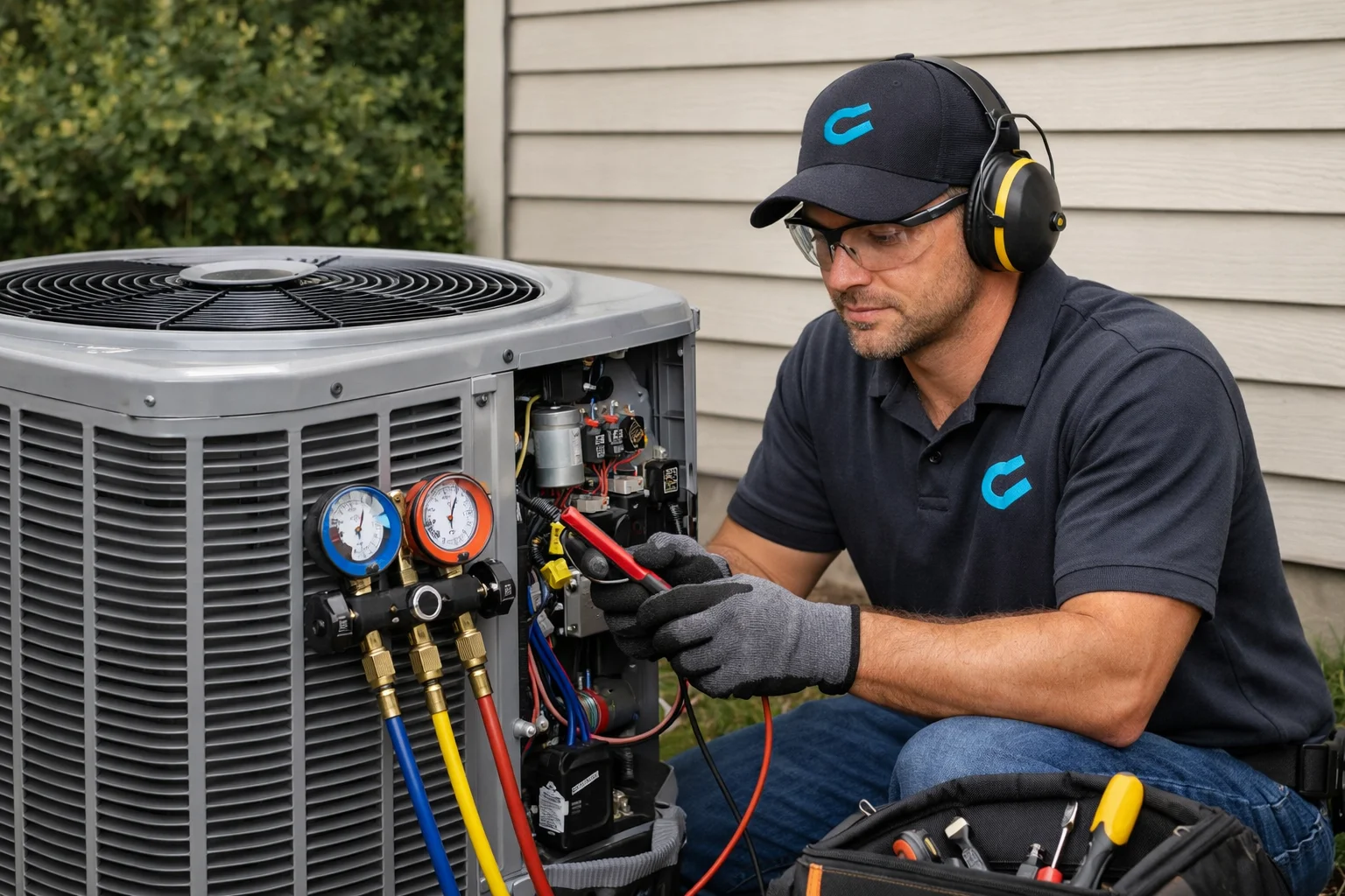 A technician fixing air conditioner 1
