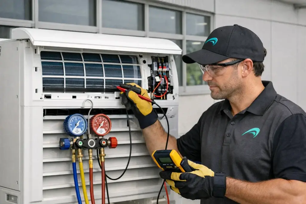 What are the most common types of air pollutants in your home? 3 a technician doing HVAC installation 1